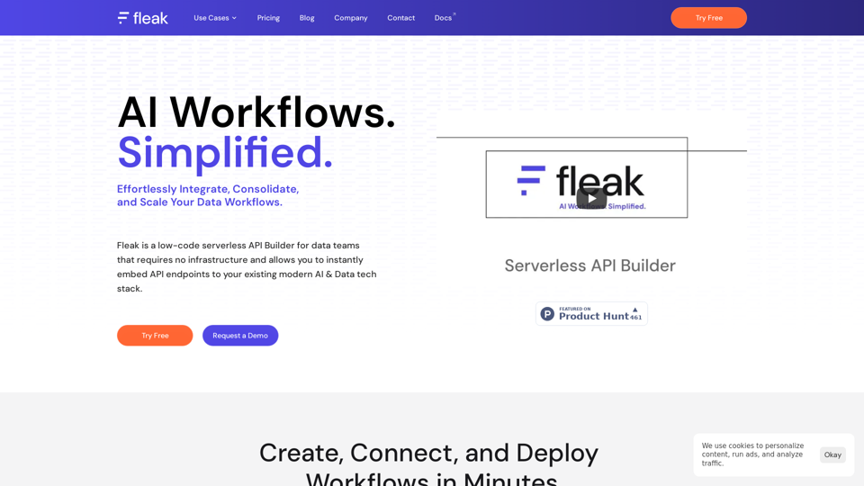 Fleak AI Workflows. Simplified | Serverless API Builder | fleak.ai