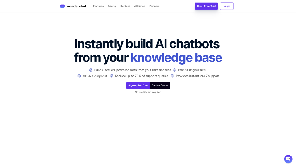 Wonderchat - Build a ChatGPT for your website